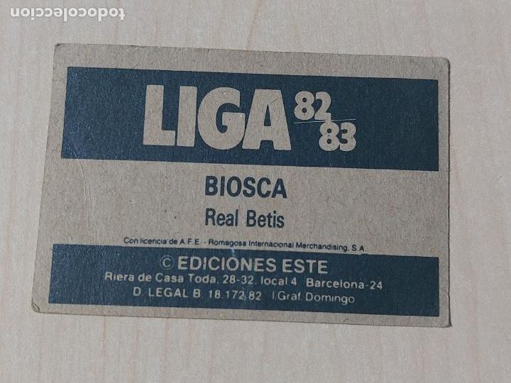 Cromos de f&uacute;tbol: EDICIONES ESTE 82 83 - BIOSCA - CROMO - REAL BETIS - Foto 2