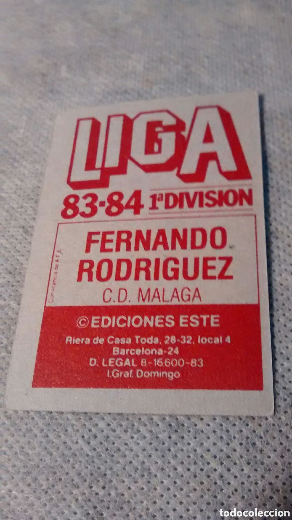 Cromos de f&uacute;tbol: FERNANDO RODRIGUEZ ESTE 83 84 - Foto 2