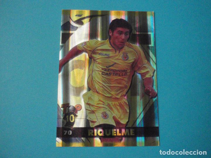 Fu&szlig;ball-Sticker: Cromo futbol 70 RIQUELME BRILLANTE VERTICAL. Trading card FICHAS TOP LIGA 2002 MUNDICROMO