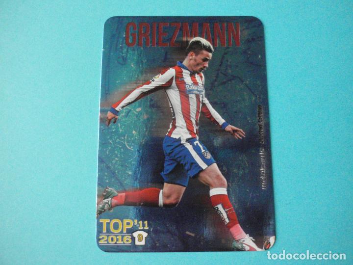 Fu&szlig;ball-Sticker: Cromo GRIEZMANN TOP'11 9 BRILLO AZUL LIMITED EDITION. FICHAS QUIZ DE LA LIGA 2015 2016 MUNDICROMO