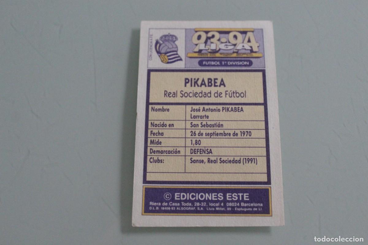 Cromos de f&uacute;tbol: ESTE 93 94 PIKABEA SIN PEGAR - Foto 2
