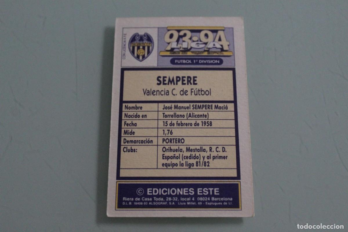 Cromos de f&uacute;tbol: ESTE 93 94 SEMPERE SIN PEGAR - Foto 2
