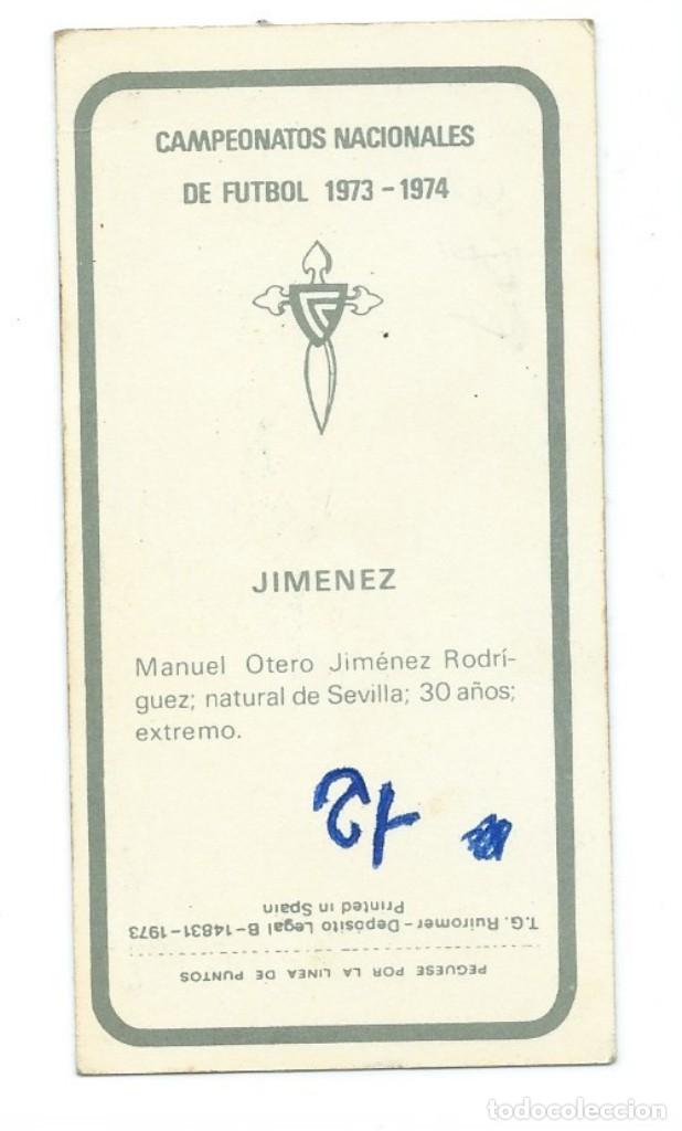 Cromos de f&uacute;tbol: 1973-1974. Jimenez. Real Celta - Foto 2
