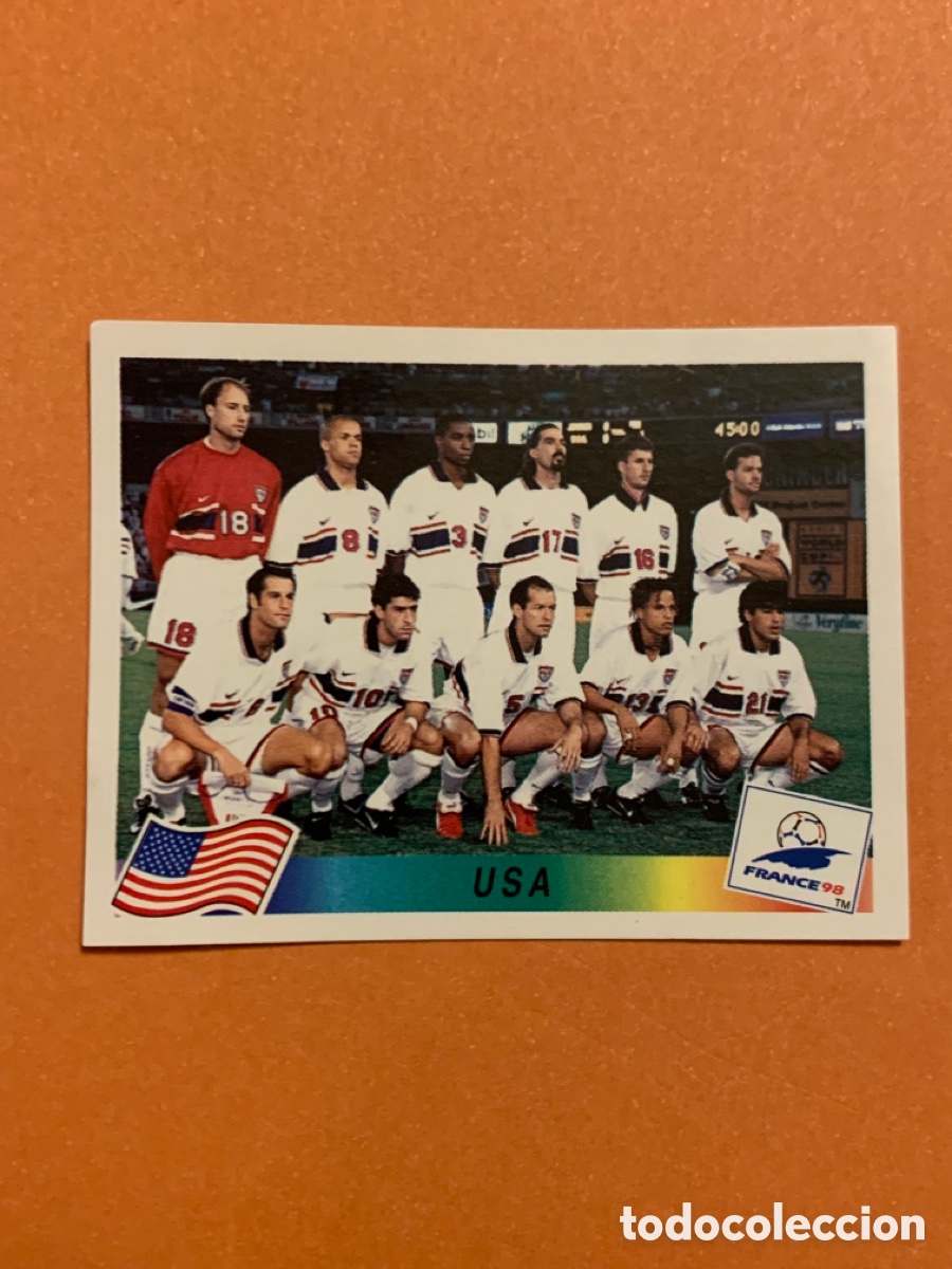 Cromos de f&uacute;tbol: 410 Alineacion Estados Unidos USA Panini Mundial de Francia 98. France 98 World Cup.Sin Pegar.