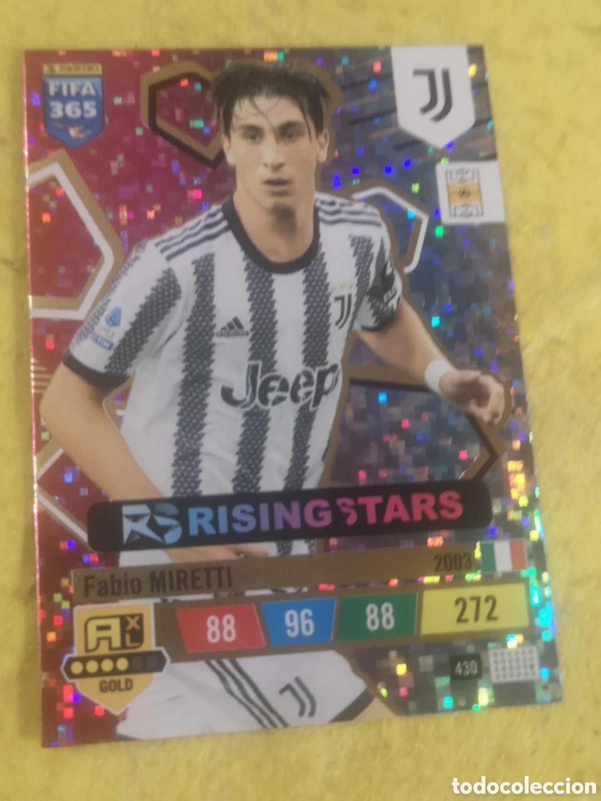 Cromos de f&uacute;tbol: ADRENALYN XL 2023 FIFA 365 RISING STARS 430 FABIO MIRETTI JUVENTUS