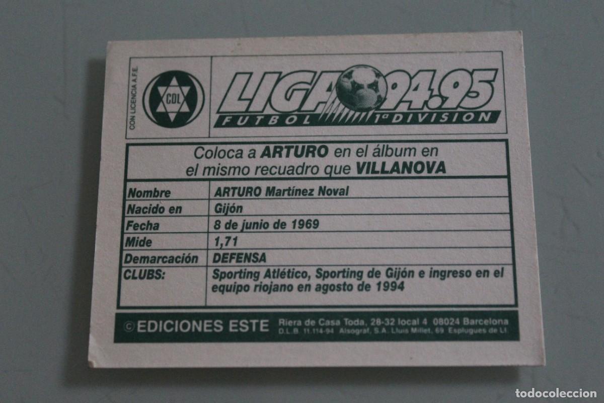 Cromos de f&uacute;tbol: ESTE 94 95 ARTURO COLOCA - Foto 2