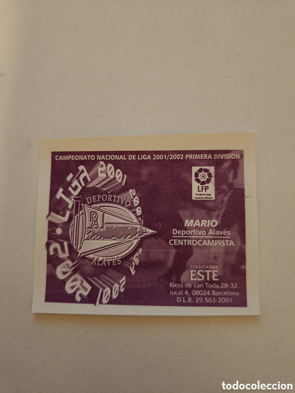 Cromos de f&uacute;tbol: Ediciones colecciones este 2001 2002 alaves mario - Foto 2