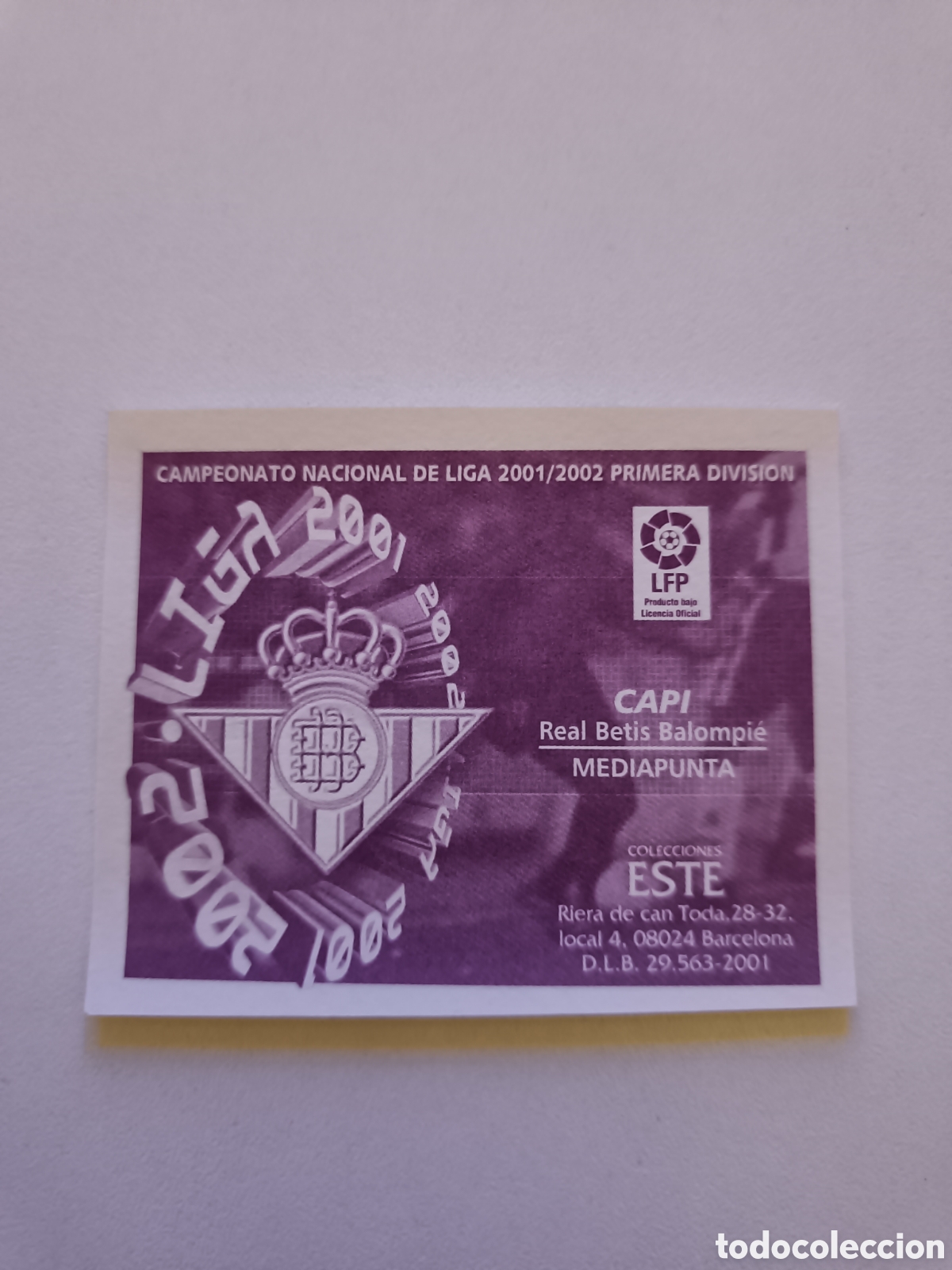 Cromos de f&uacute;tbol: Ediciones colecciones este 2001 2002 betis capi - Foto 2