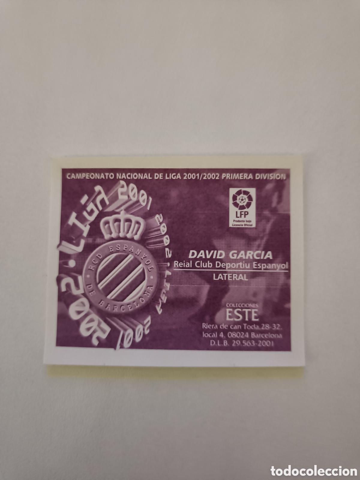 Cromos de f&uacute;tbol: Ediciones colecciones este 2001 2002 espanyol david garcia - Foto 2