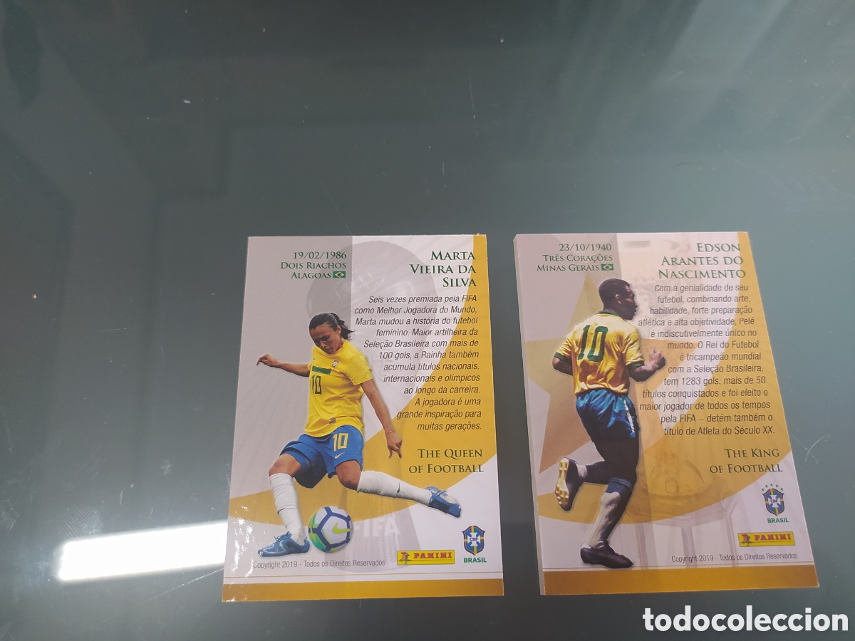 Cromos de f&uacute;tbol: Pel&eacute; y Marta Brasil - Foto 2