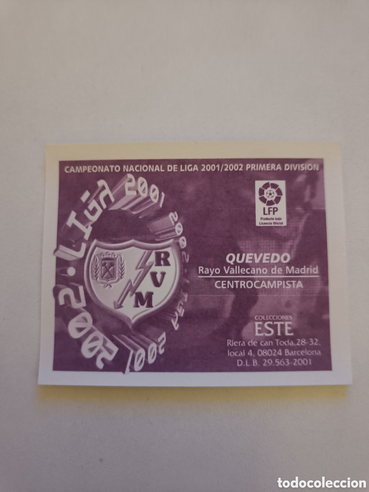 Cromos de f&uacute;tbol: Ediciones colecciones este 2001 2002 rayo quevedo - Foto 2