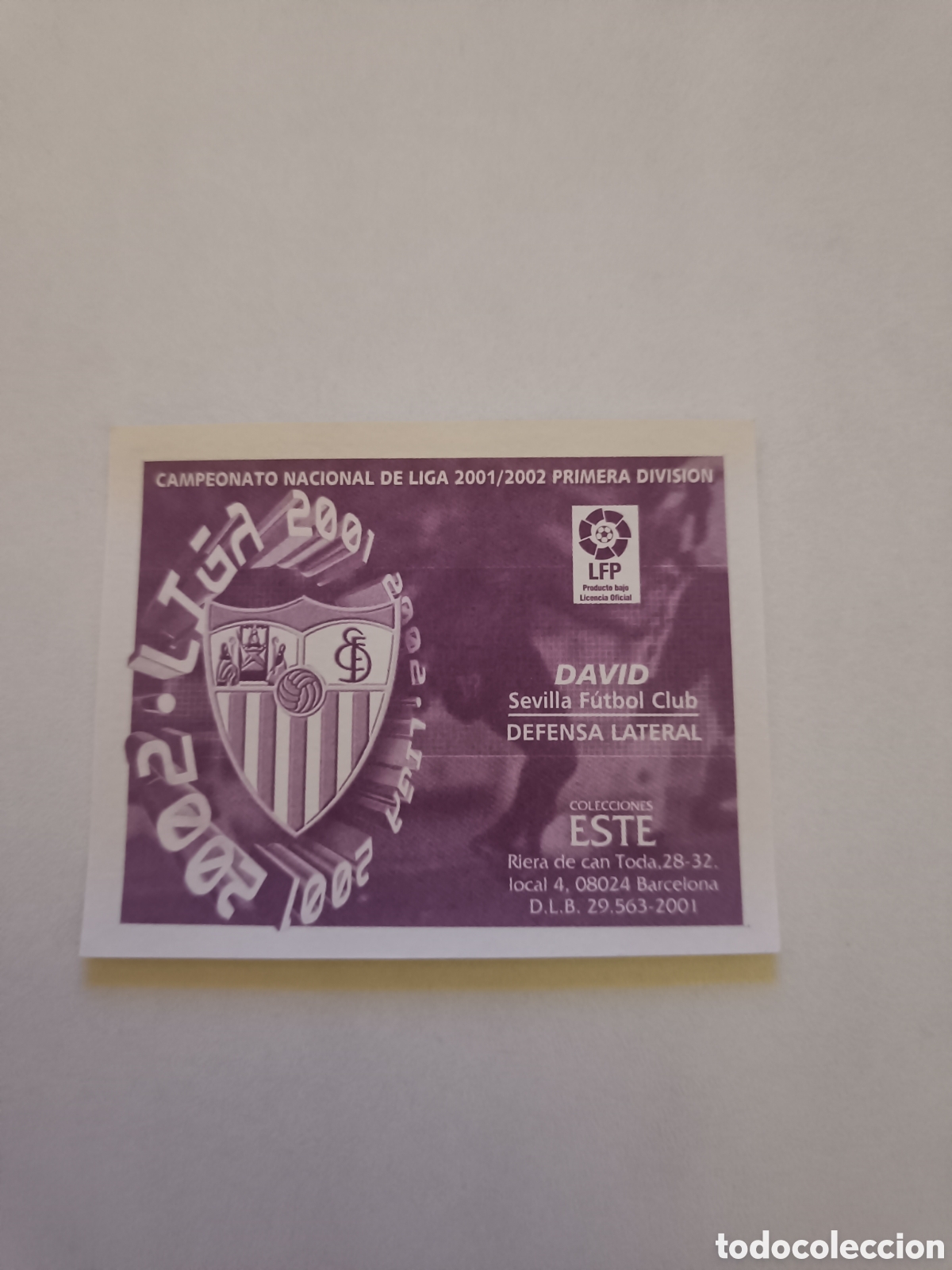 Cromos de f&uacute;tbol: Ediciones colecciones este 2001 2002 sevilla david - Foto 2