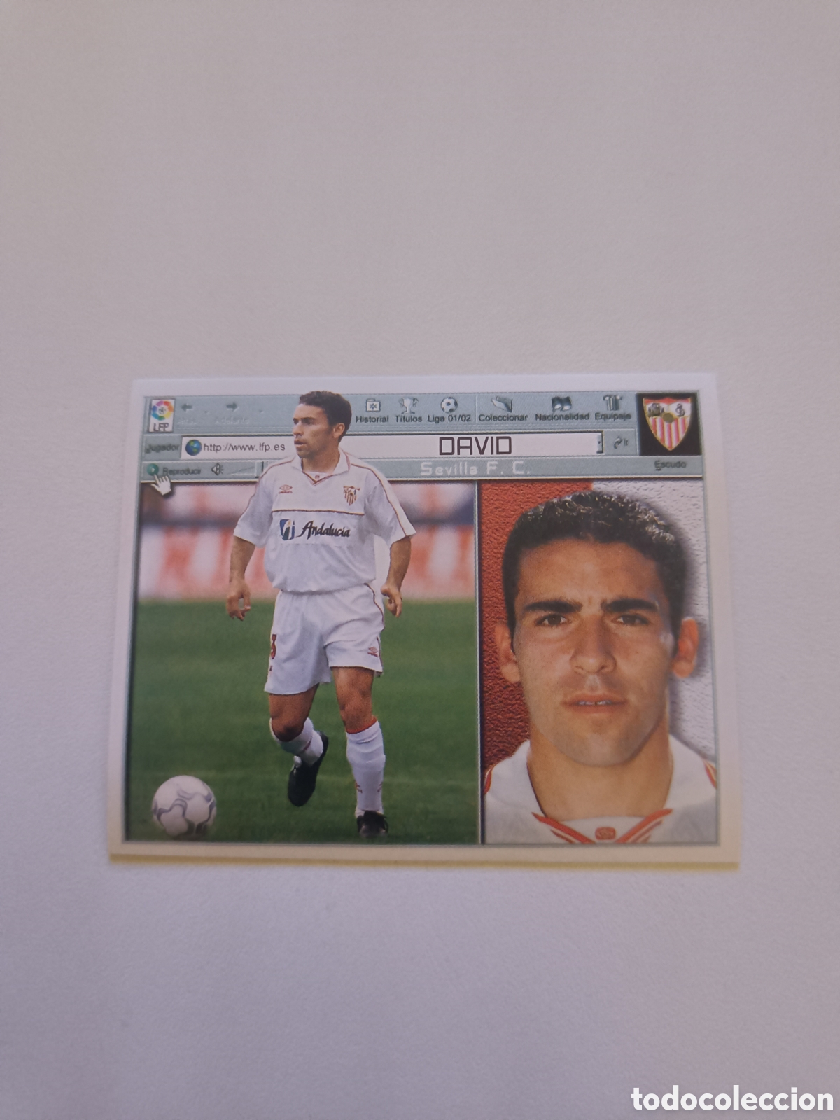 Cromos de f&uacute;tbol: Ediciones colecciones este 2001 2002 sevilla david - Foto 1