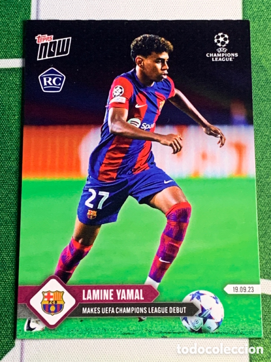 Cromos de f&uacute;tbol: Lamine Yamal Rookie Card - Debut UEFA Champions League Topps Now #9 FC Barcelona