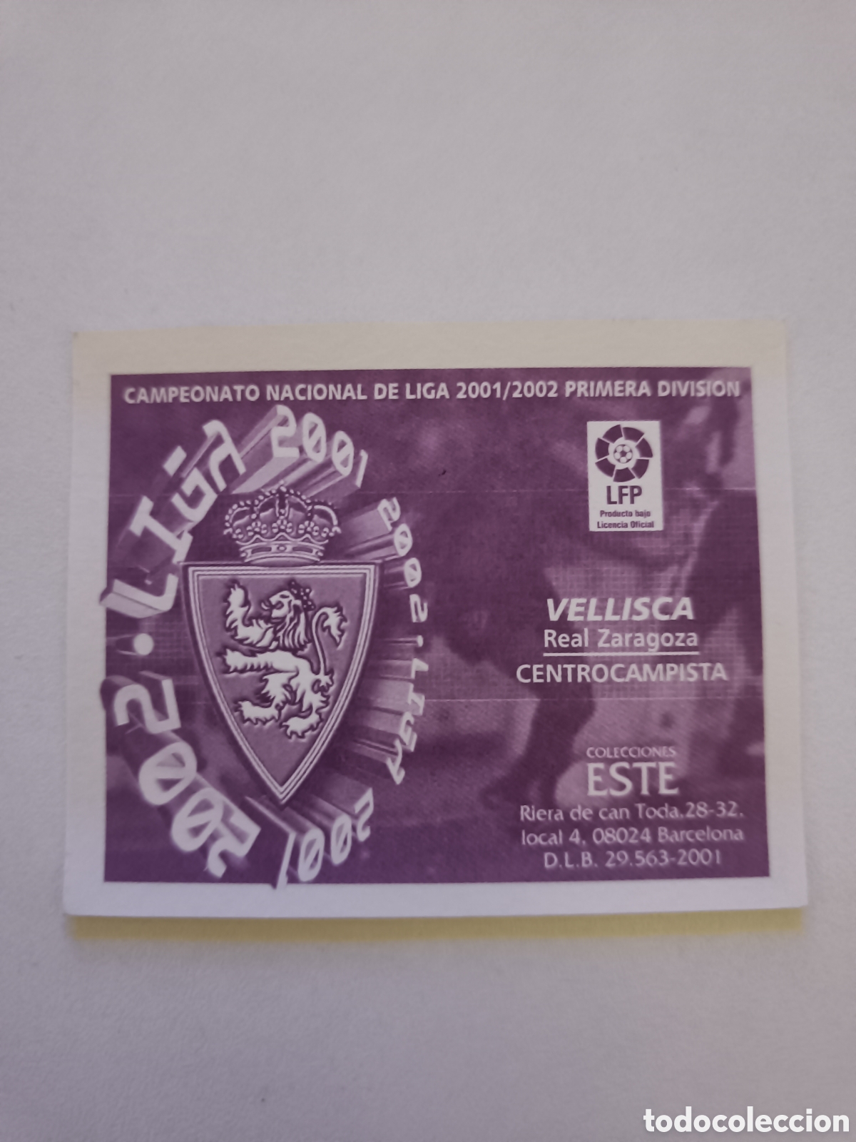 Cromos de f&uacute;tbol: Ediciones colecciones este 2001 2002 zaragoza vellisca - Foto 2