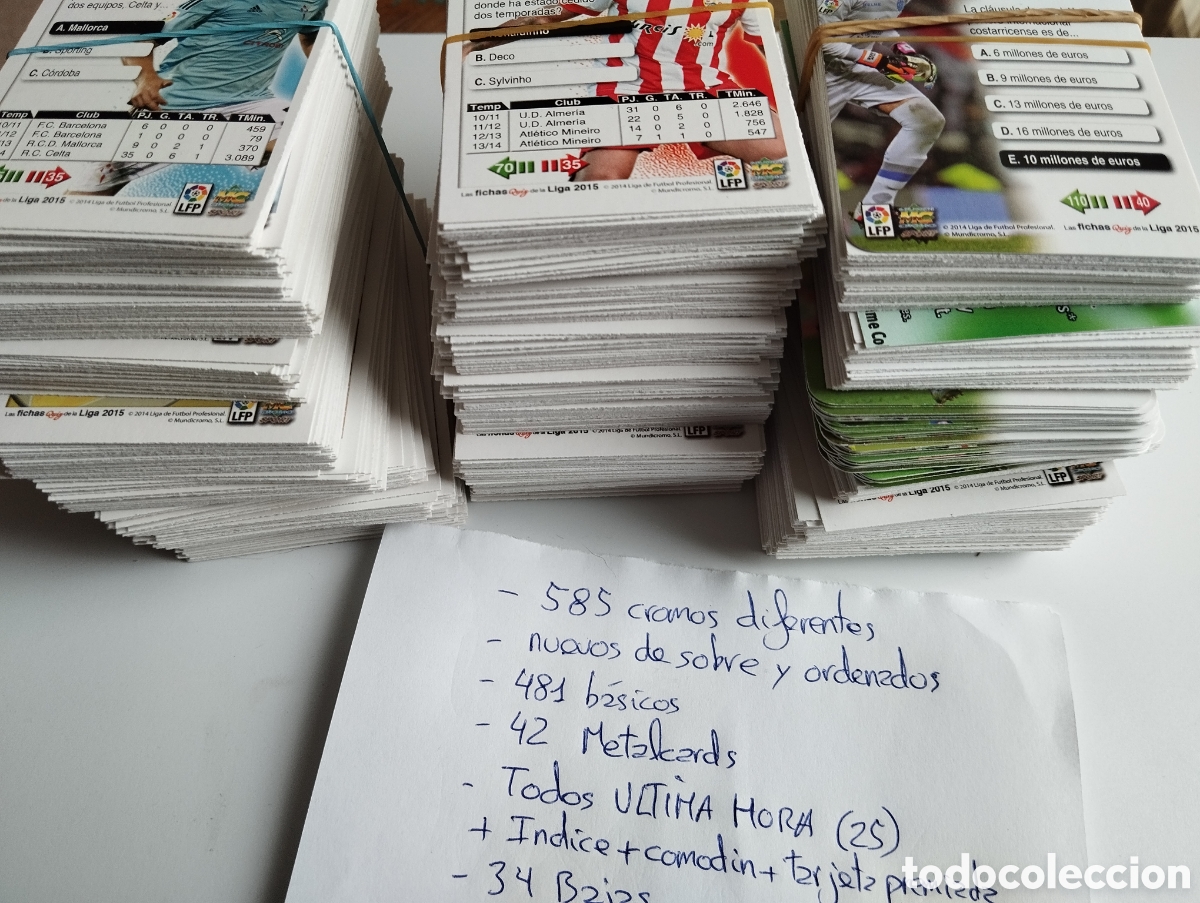 Fu&szlig;ball-Sticker: Lote fichas de la liga 2014-15. 585 unid. de sobre