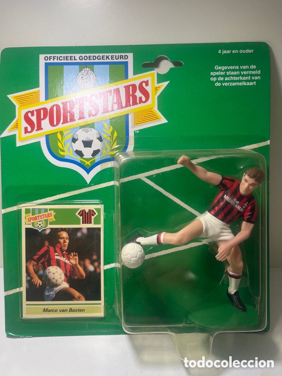 Football Stickers: 1989 Marca van Basten card and Toy Superstars en su bl&iacute;ster