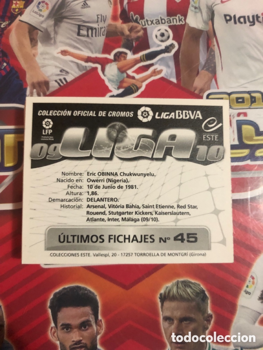 Cromos de f&uacute;tbol: Obinna Fichaje 45 2009-10 Err&oacute;neo - Foto 1