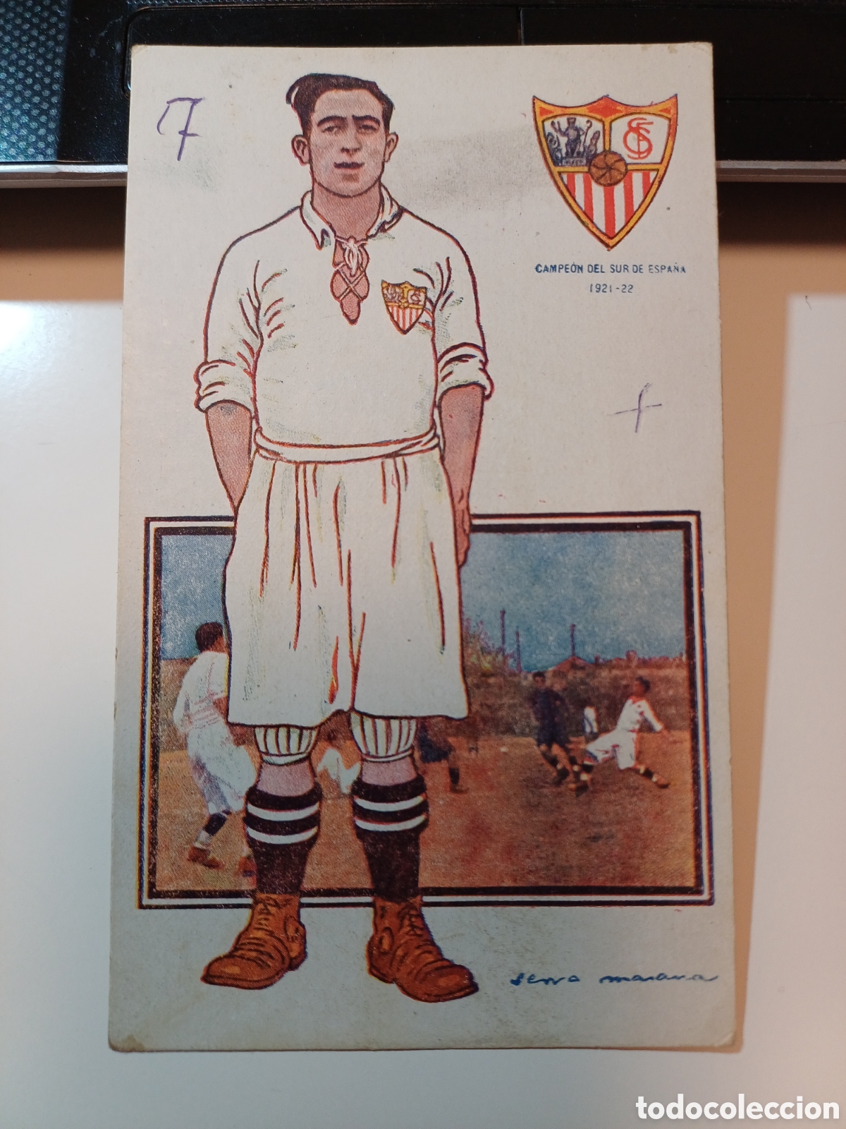 Figurine di Calcio: CROMO POSTAL, FUTBOL, Lopez Oca&ntilde;a , Sevilla CF, N&ordm; 7 , Amatller