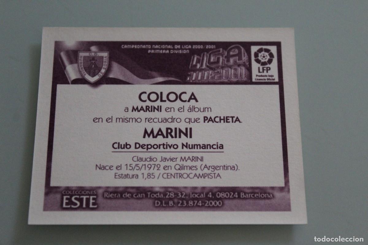 Cromos de f&uacute;tbol: ESTE 00 01 MARINI COLOCA SIN PEGAR - Foto 2