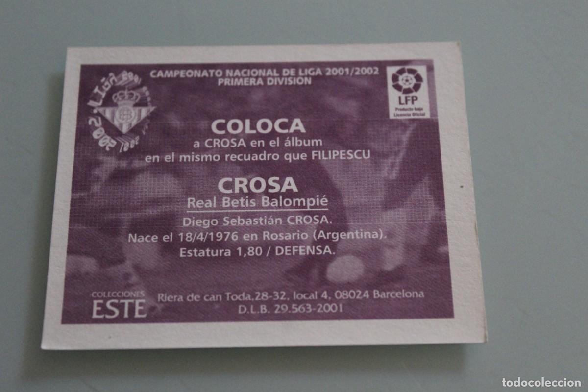 Cromos de f&uacute;tbol: ESTE 01 02 CROSA COLOCA SIN PEGAR - Foto 2