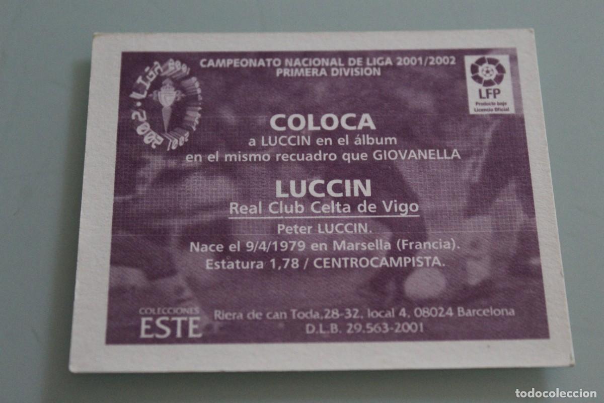 Cromos de f&uacute;tbol: ESTE 01 02 LUCCIN COLOCA SIN PEGAR - Foto 2