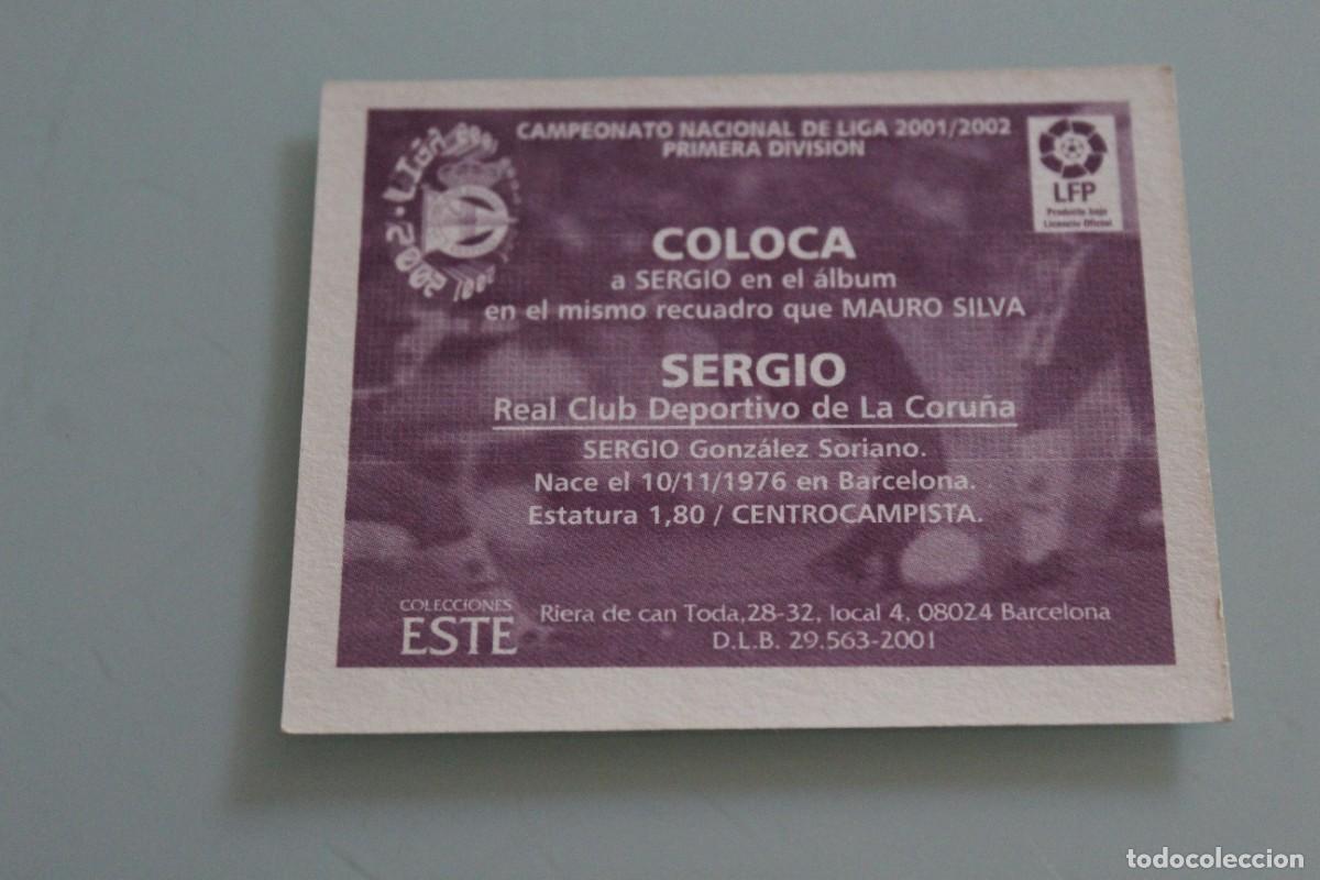 Cromos de f&uacute;tbol: ESTE 01 02 SERGIO COLOCA SIN PEGAR - Foto 2