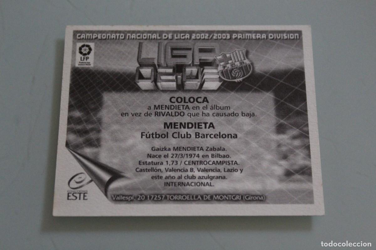 Cromos de f&uacute;tbol: ESTE 02 03 MENDIETA COLOCA VERSI&Oacute;N 1 SIN PEGAR - Foto 2