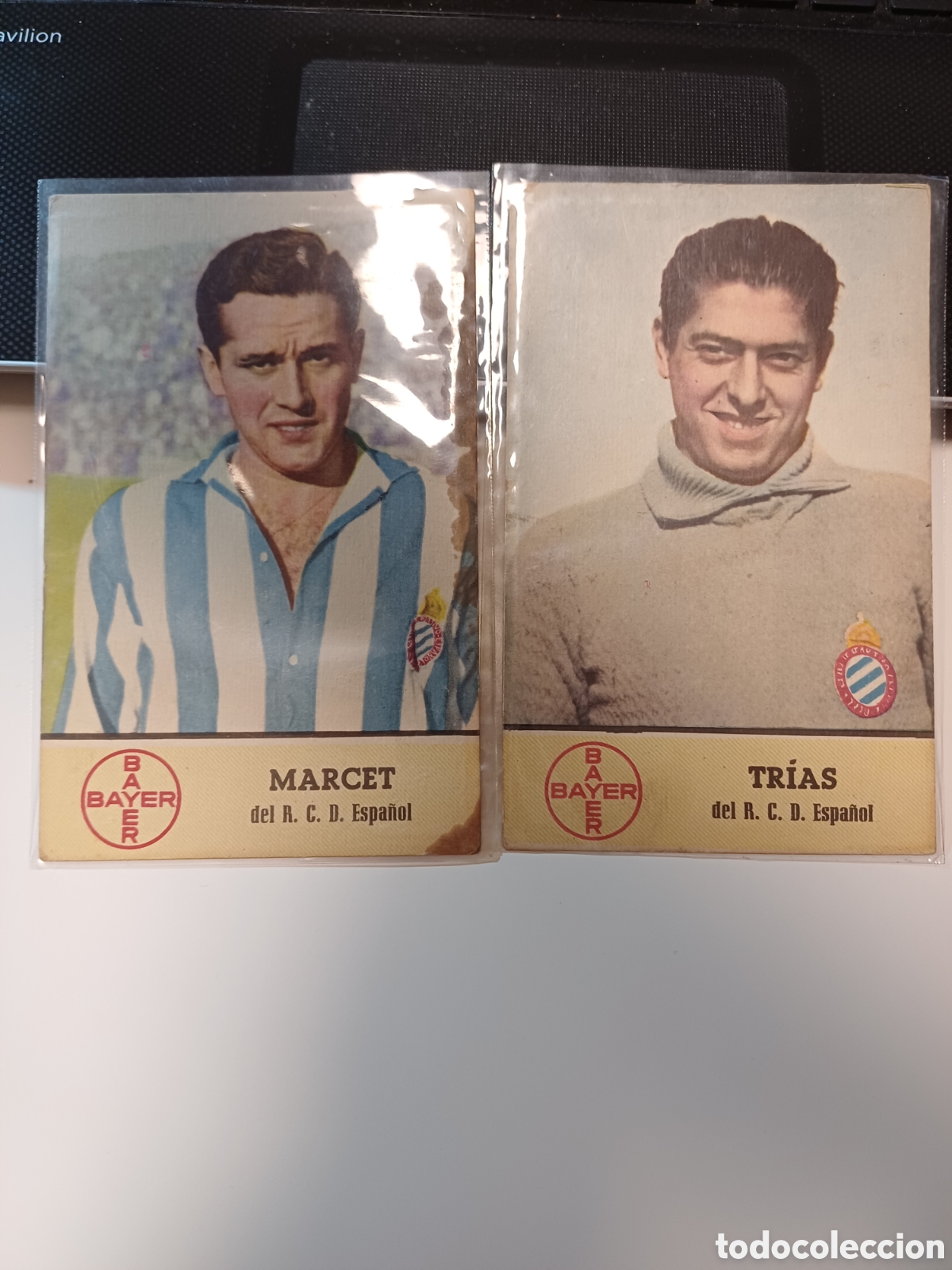 Football Stickers: CROMOS FUTBOL, TRIAS Y MARCET, R.C.D. ESPA&Ntilde;OL, CON PUBLICIDAD DE BAYER