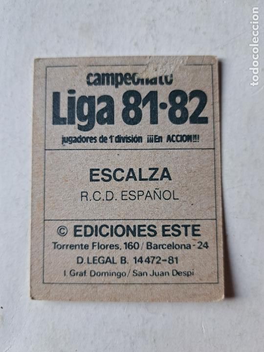 Cromos de f&uacute;tbol: ESTE 81 82 1981 1982 ESCALZA ESPA&Ntilde;OL ESPANYOL - Foto 2