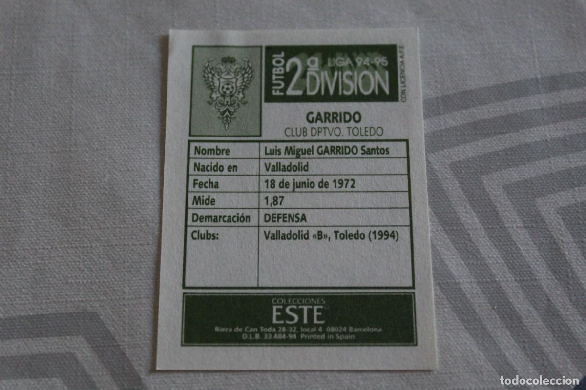 Cromos de f&uacute;tbol: ESTE 94 95 2&ordf; DIVISI&Oacute;N GARRIDO SIN PEGAR - Foto 2