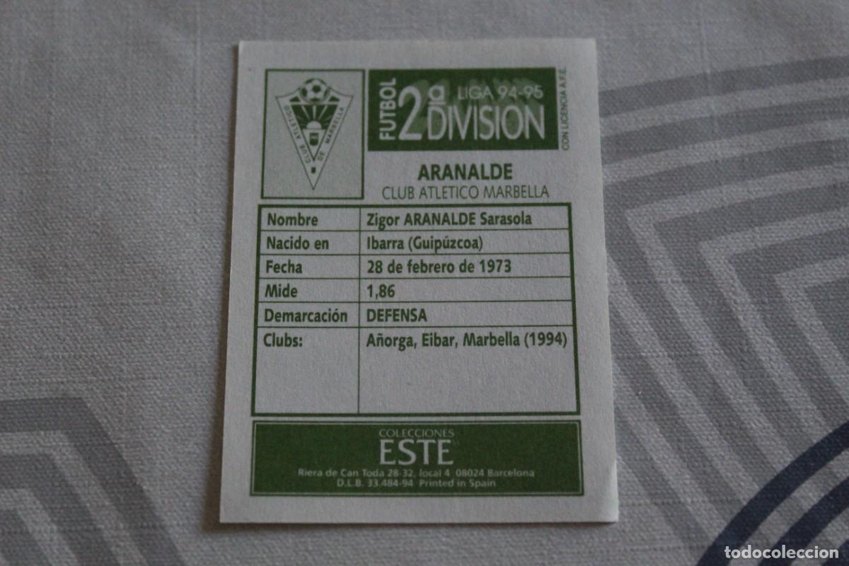 Cromos de f&uacute;tbol: ESTE 94 95 2&ordf; DIVISI&Oacute;N ARANALDE SIN PEGAR - Foto 2