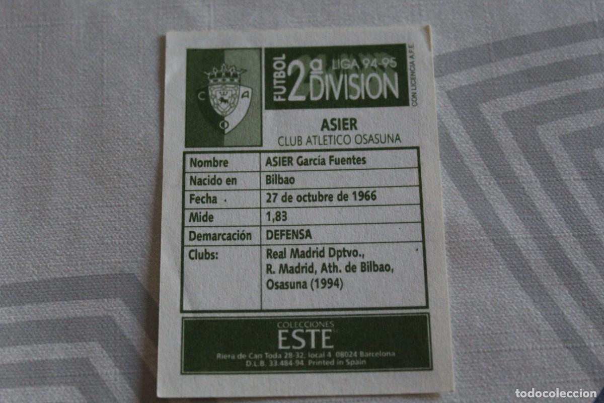 Cromos de f&uacute;tbol: ESTE 94 95 2&ordf; DIVISI&Oacute;N ASIER SIN PEGAR - Foto 2
