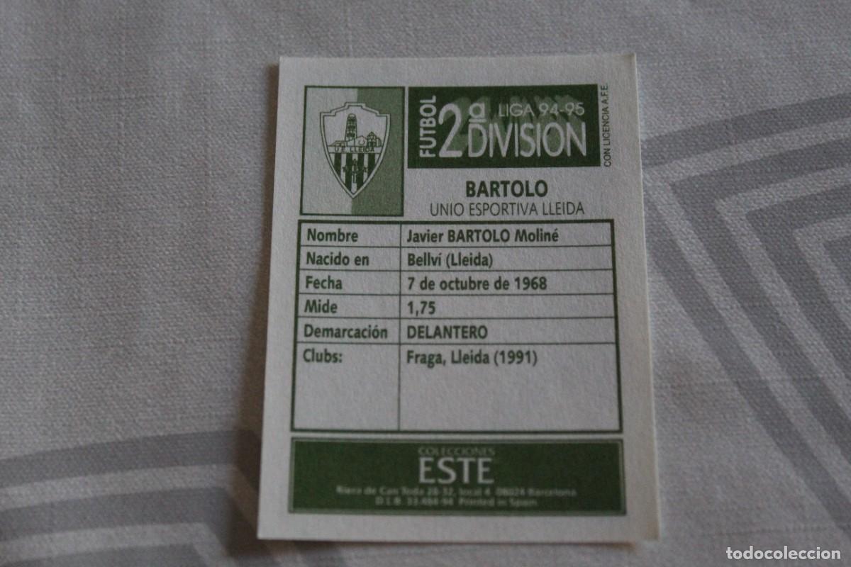 Cromos de f&uacute;tbol: ESTE 94 95 2&ordf; DIVISI&Oacute;N BARTOLO SIN PEGAR - Foto 2
