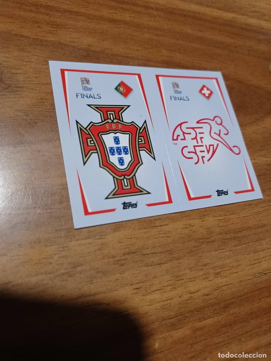 Cromos de F&uacute;tbol: CROMO THE ROAD TO UEFA NATION LEAGUE FINALS, TOPPS: ESCUDOS, N&deg; 6A-6B