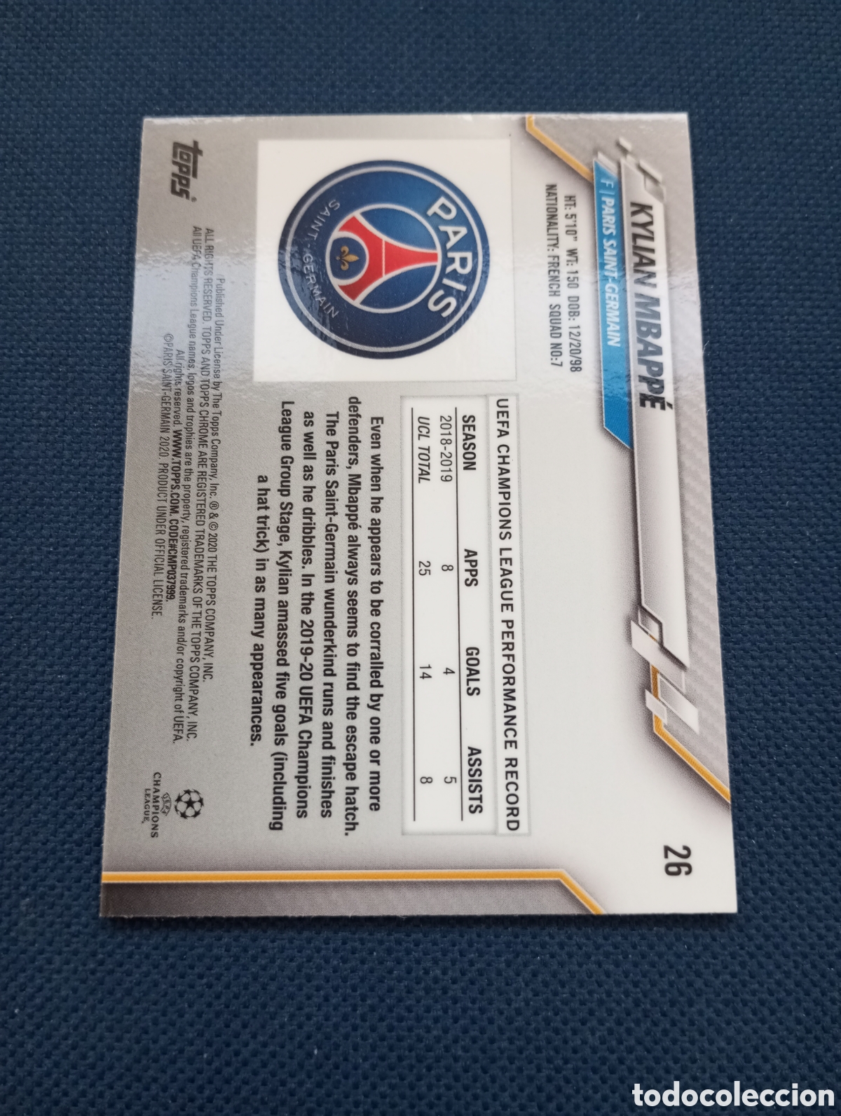 Cromos de f&uacute;tbol: Mbappe 2019 topps Chrome - Foto 2