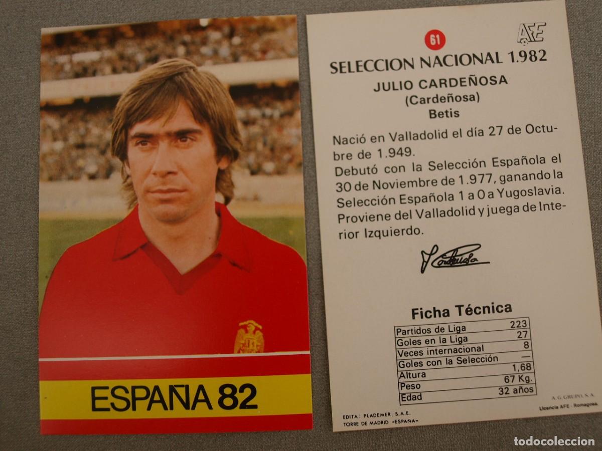 Cromos de F&uacute;tbol: 61 CARDE&Ntilde;OSA BETIS CROMO FUTBOL PLADEMER ESPA&Ntilde;A 1982