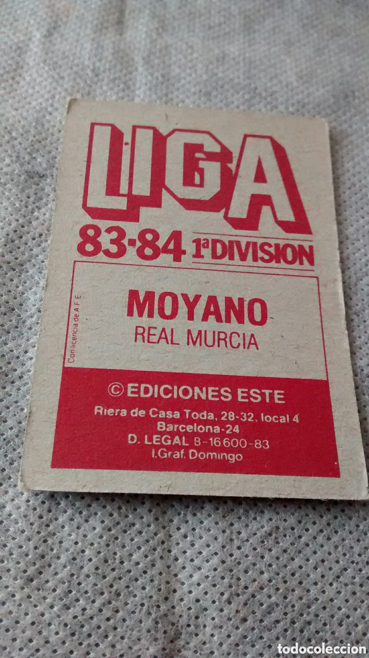 Cromos de f&uacute;tbol: MOYANO ESTE 83 84 - Foto 2
