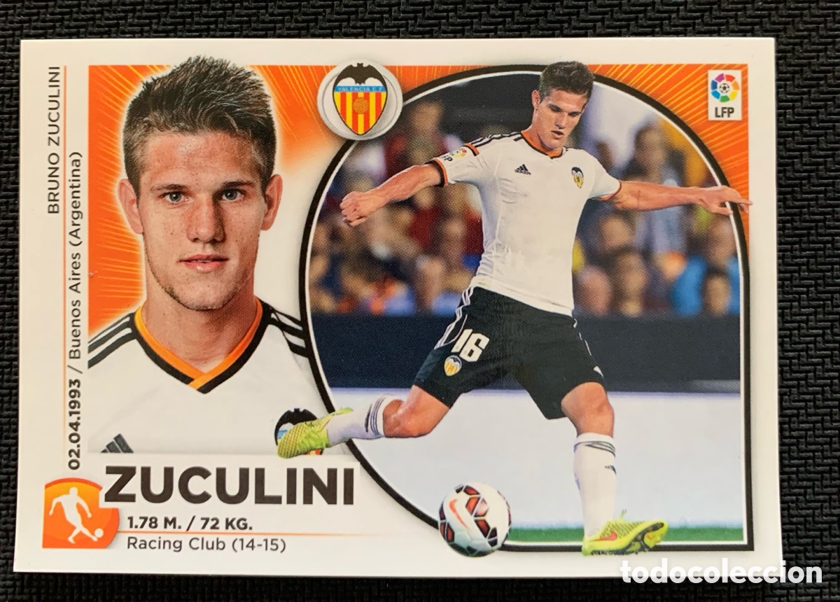 Cromos de f&uacute;tbol: CROMO DE F&Uacute;TBOL COLOCA N 14 BIS ZUCULINI ( VALENCIA) LIGA ESTE 2014/2015 14-15