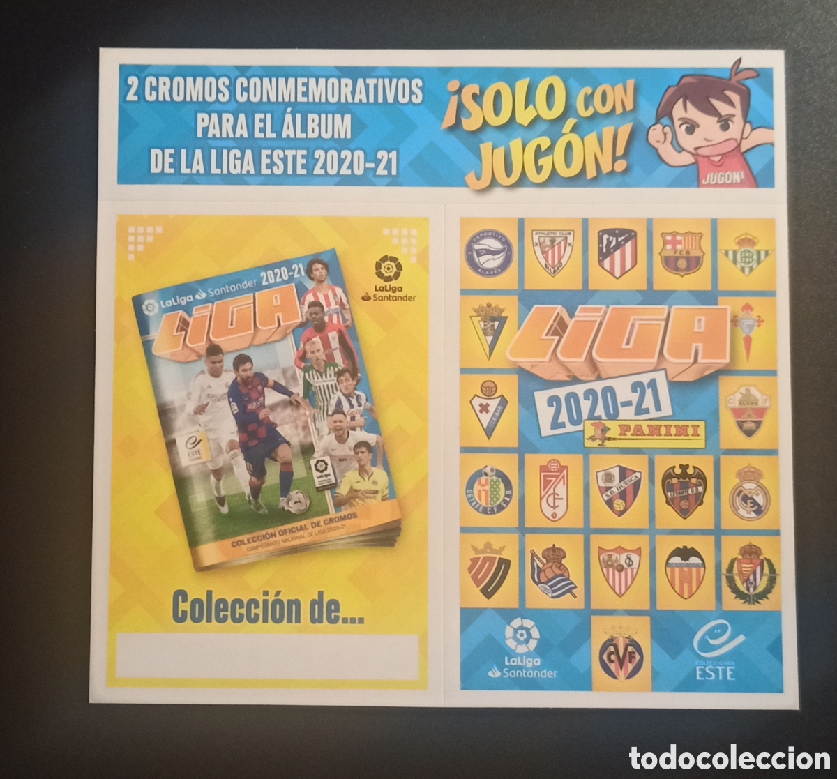 Cromos de f&uacute;tbol: 2 cromos conmemorativos 2020 2021 Liga Panini Este 20 21. Nuevos. Revista Jug&oacute;n