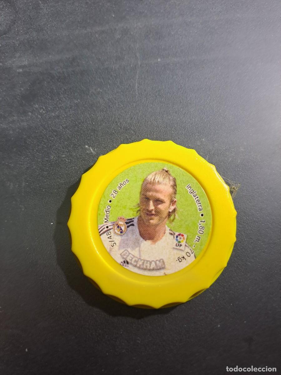 Cromos de f&uacute;tbol: CHAPA TAZO CAPS BECKHAM REAL MADRID 5/48 COLOR AMARILLO LIGA 2003 2004 03 04 FUTBOL TOSFRIT