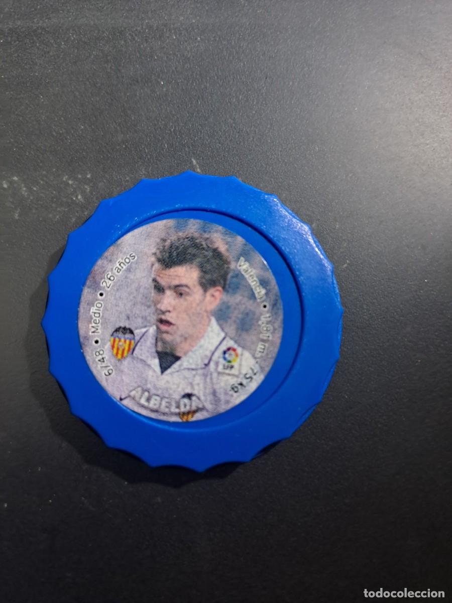 Cromos de f&uacute;tbol: CHAPA TAZO CAPS ALBELDA VALENCIA 6/48 COLOR AZUL LIGA 2003 2004 03 04 FUTBOL TOSFRIT