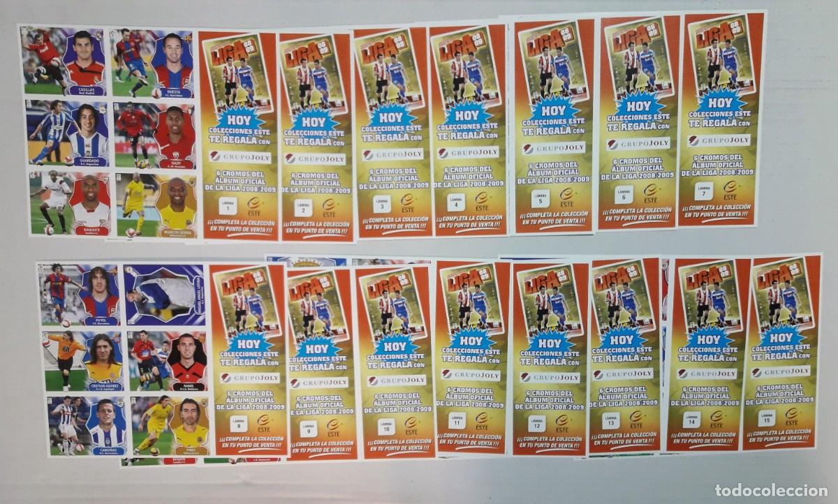 Cromos de F&uacute;tbol: Lote de 15 l&aacute;minas de cromos Liga Este 08-09