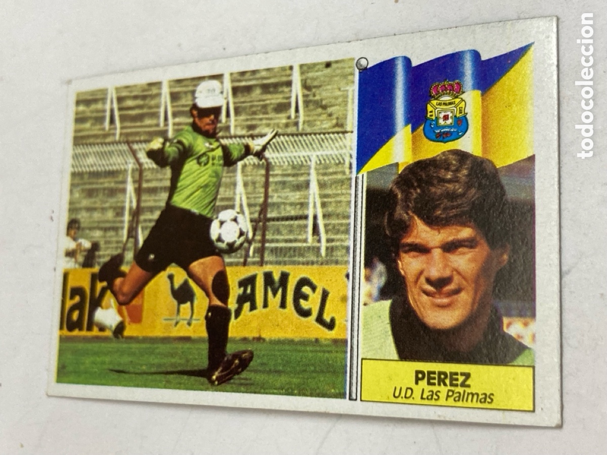 Football Stickers: Cromo de F&uacute;tbol liga 86/87 PEREZ UD. Las Palmas /PAPEL 4C