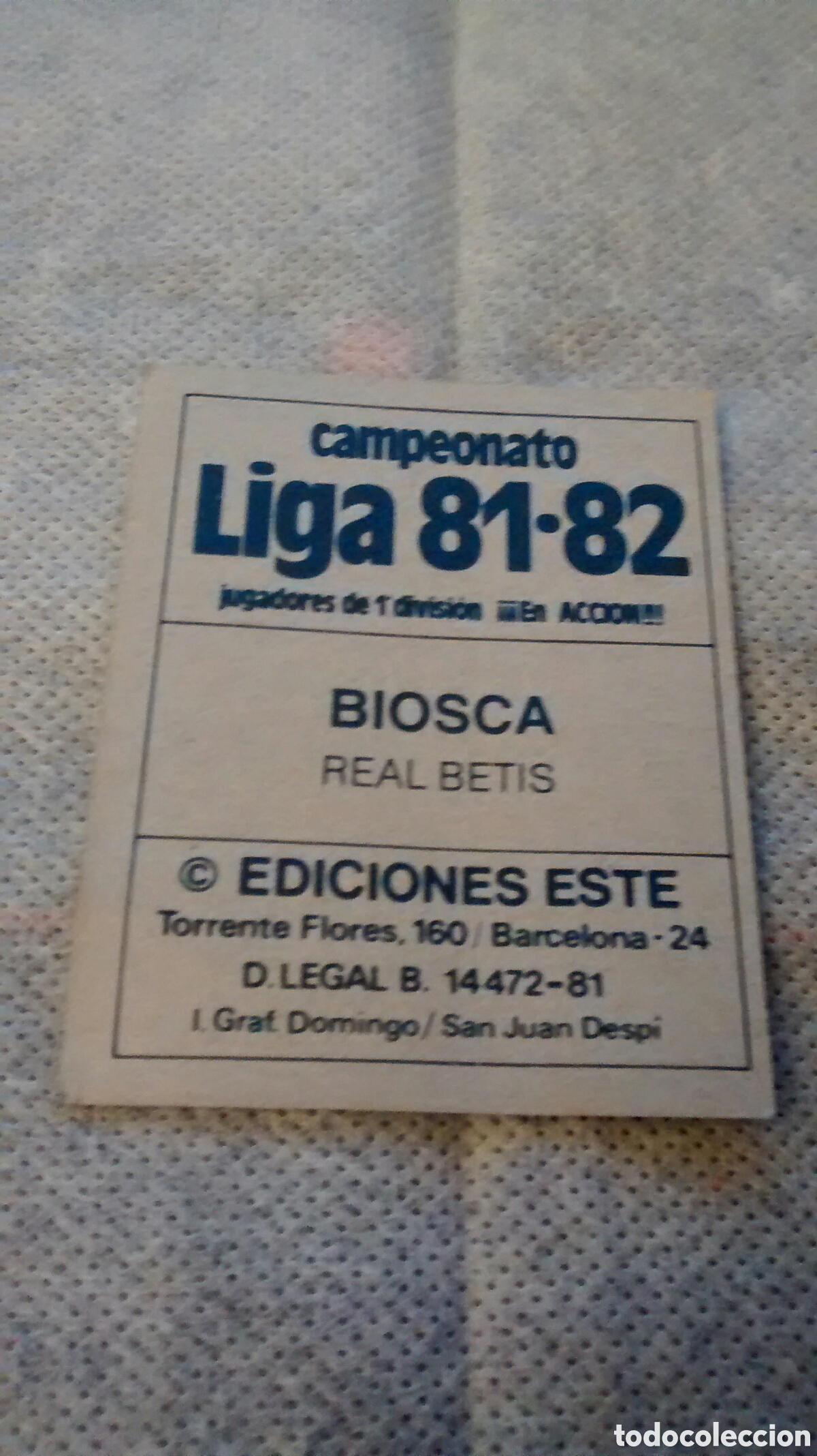 Cromos de f&uacute;tbol: 81 82 1981 1982 ESTE BIOSCA (A2) - Foto 2