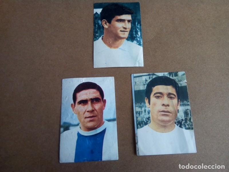 Fu&szlig;ball-Sticker: LOTE DE TRES CROMOS DE JUGADORES MUY ANTIGUOS , MEDIDAS 6CTM X 4 CTM, EDITORIAL FHER.