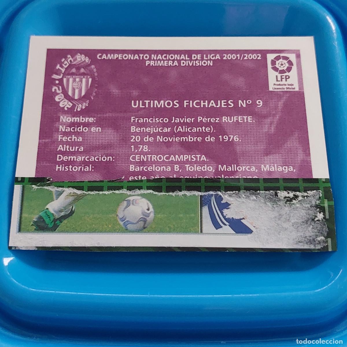 Cromos de f&uacute;tbol: ESTE 01-02 FICHAJE N&ordm;9 RUFETE VALENCIA VENTANILLA - Foto 2