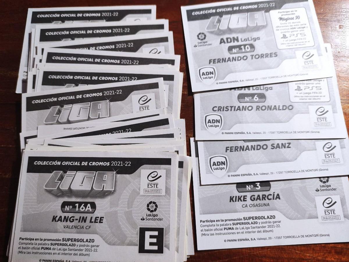 Cromos de F&uacute;tbol: 140 Este la liga 2021 2022 (entre los 290 hay 12 ADN, 9 UF y 6 coloca)