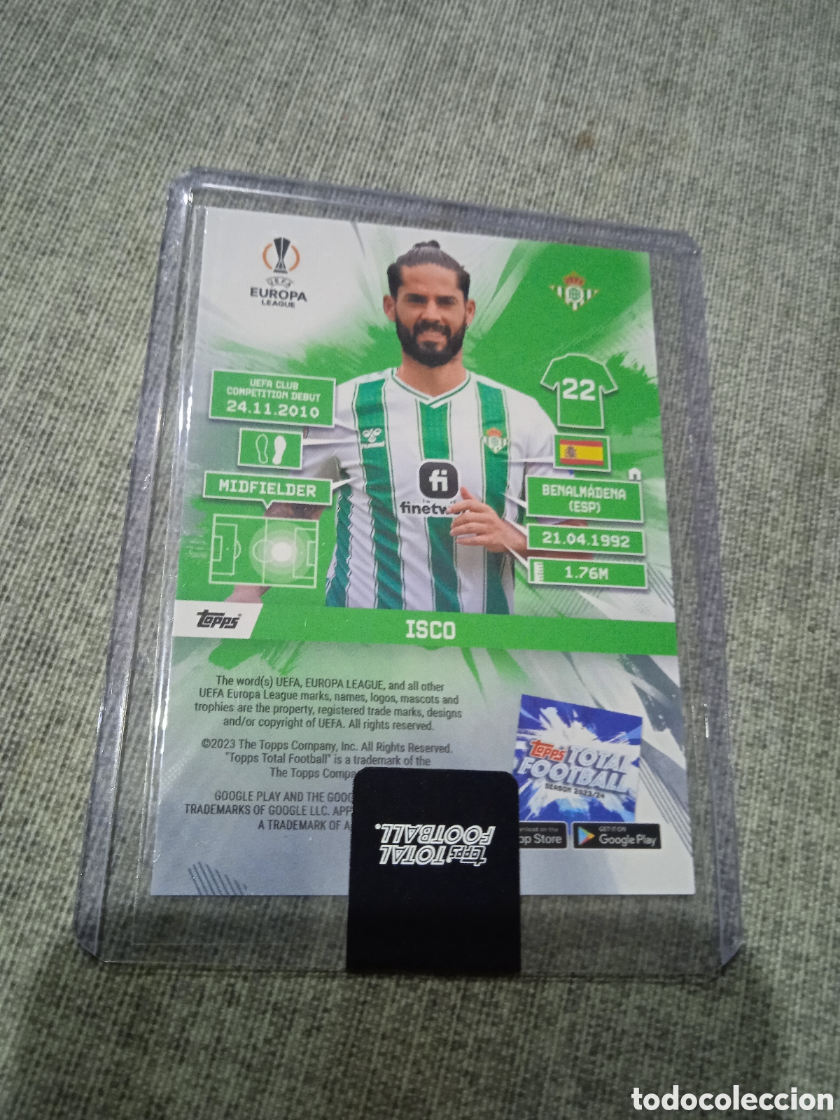 Cromos de f&uacute;tbol: TOPPS TOTAL FOOTBALL 2023-24 ( NUMERADO 11/99 ) ISCO- REAL BETIS B. ( N&ordm; 420 SERIES 2 )