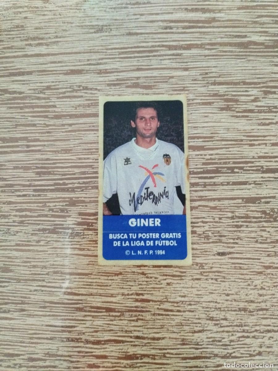 Cromos de f&uacute;tbol: Pegatina Chicle Giner - Valencia - Liga 1994 - Sin pegar - Cromo Futbol Sonrics